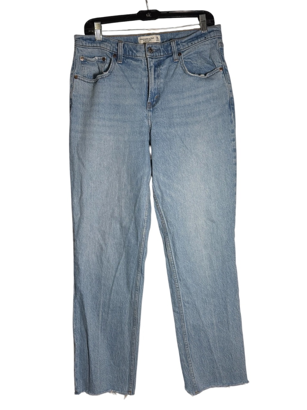 Abercrombie & Fitch The '90s Straight Mid Rise Jeans Light Blue CURVE LOVE Sz 10